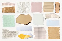 Ripped paper collage element set psd