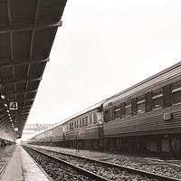 Monochrome train station background, desaturated design 