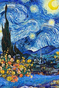 Starry Night background, Van Gogh's artwork remixed by rawpixel