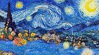 Starry Night computer wallpaper, Van Gogh's artwork remixed by rawpixel