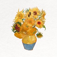 Sunflower collage element, Van Gogh's artwork remixed by rawpixel vector