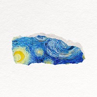 Starry Night torn paper collage element, Van Gogh's artwork remixed by rawpixel psd