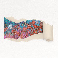 Flower illustration ripped paper collage element, Van Gogh's artwork remixed by rawpixel vector