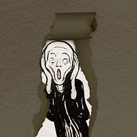 The Scream collage element, torn paper psd