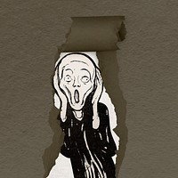 The Scream collage element, torn paper vector