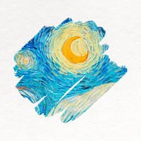 Starry Night paint stroke collage element,  paint stroke, famous artwork remixed by rawpixel vector