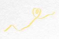 Yellow heart squiggle collage element, monoline design psd