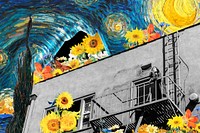 Starry Night mixed media, Van Gogh's artwork remixed by rawpixel