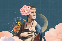 Lady with an Ermine background, Da Vinci's illustration remixed by rawpixel