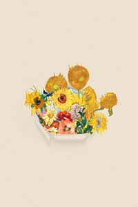 Sunflower background, Van Gogh's artwork remixed by rawpixel