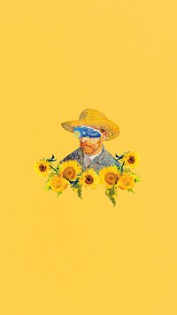 Van Gogh mobile wallpaper, sunflower remixed by rawpixel 