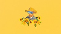 Van Gogh desktop wallpaper, yellow background remixed by rawpixel