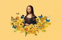 Mona Lisa sunflower background, Da Vinci's famous painting remixed by rawpixel