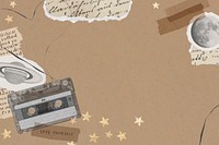 Brown background, tape cassette design vector