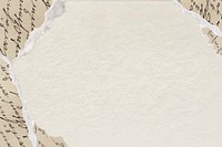 Ephemera frame background, beige ripped paper design psd