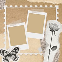 Instant photo frame background, vintage design psd