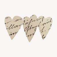 Heart vintage paper collage element, Valentine's design psd