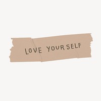 Love yourself word collage element, washi tape design psd