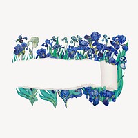 Blue flower sticker, ripped paper copy space design psd remixed by rawpixel