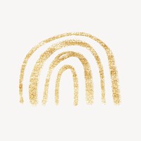 Gold glitter rainbow collage element, shimmer design psd