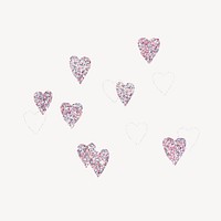 Pink glitter heart collage element, shimmer design psd