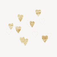 Gold glitter heart collage element, shimmer design vector