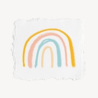 Rainbow collage element, ripped paper design psd