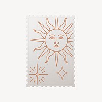 Celestial sun postage stamp, aesthetic design