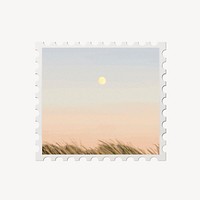 Nature postage collage element, aesthetic design psd