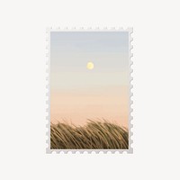 Nature postage collage element, aesthetic design psd