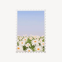 Daisy field postage stamp, aesthetic design