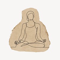 Meditation yoga collage element, spirituality, torn paper design psd