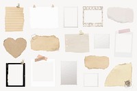Paper note collage element set, stationery design vector