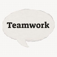 Teamwork typography paper speech bubble 