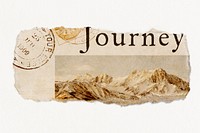 Journey ripped paper, vintage ephemera collage element psd