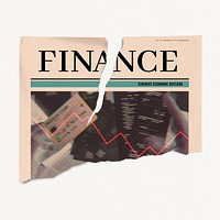 Ripped newspaper mockup, finance concept psd