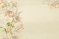 Aesthetic orange flower background, vintage illustration psd