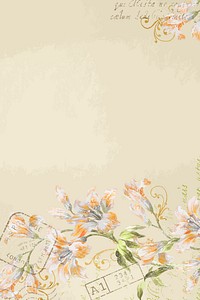 Aesthetic orange flower background, vintage illustration vector