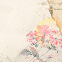 Aesthetic pink flower background, vintage illustration psd