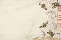 Flowers and butterflies background, ephemera illustration