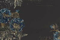 Ephemera flower on black background, vintage illustration vector