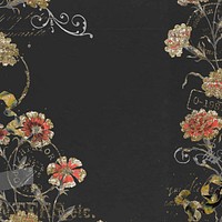 Ephemera orange flower on black background, vintage illustration vector