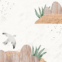 Aesthetic nature background, paper collage art in off-white psd