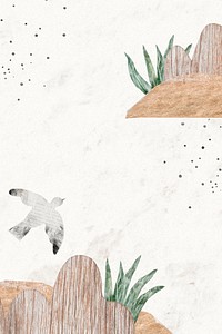 Aesthetic nature background, paper collage art in off-white