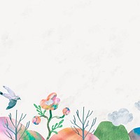 Colorful nature border background, landscape paper collage vector