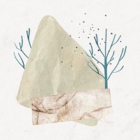 Mountain shape sticker, aesthetic journal collage element psd