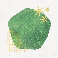 Green grass shape sticker, aesthetic journal collage element vector