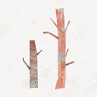 Tree trunk sticker, abstract paper collage element vector