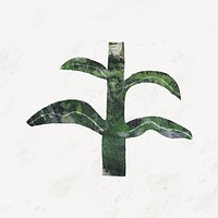 Green botanical shape sticker, nature paper collage element vector
