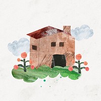 Aesthetic home sticker, nature paper collage psd